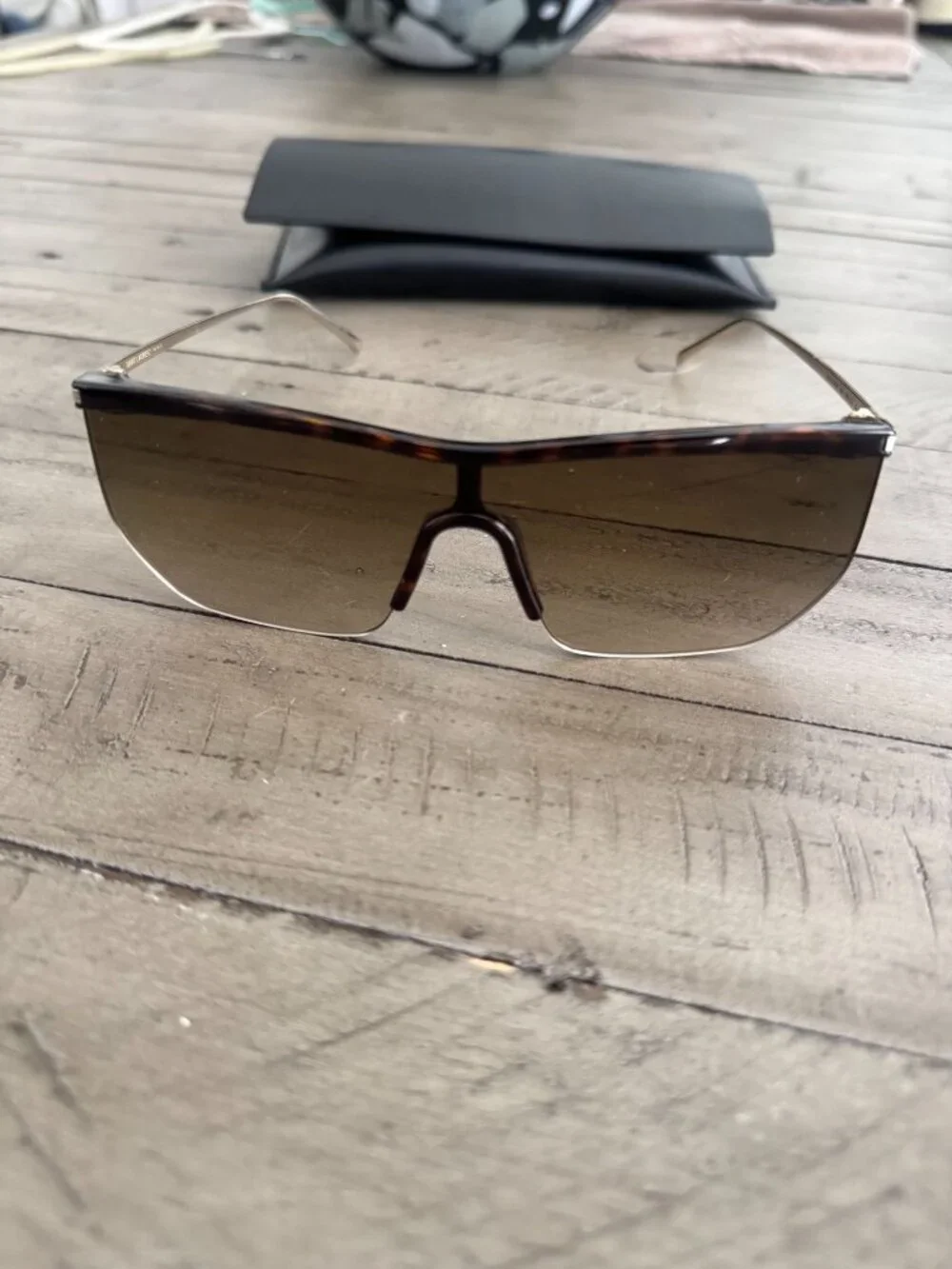 YSL Saint Laurent SL 519 MASK 003 Sunglasses Havana Brown Tortoise XL